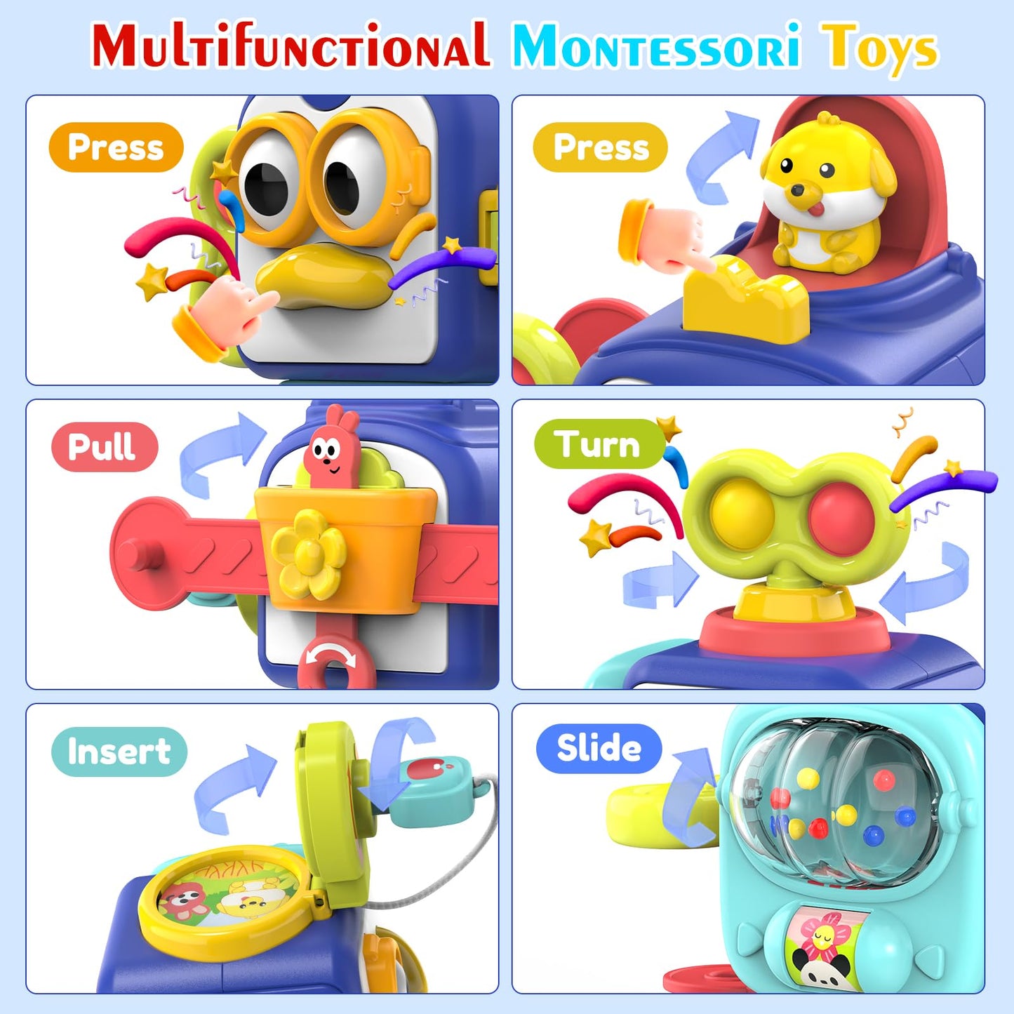 Easter Montessori Toys For 1 Year Old, Sensory Toys For Toddlers 1-3, Activity Busy Cube Travel Toys, Baby Toys Easter Basket Stuffers Gifts For 12-18 Months Toddler Learning Toys
