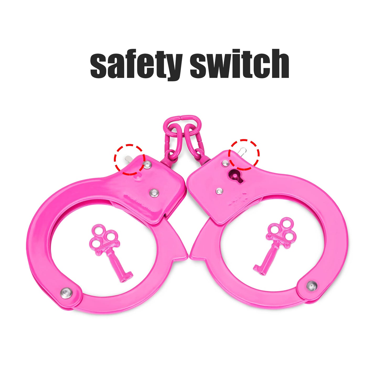 HUALIXUAN Pink Metal Play Handcuffs for Kids - Toy Police Hand Cuffs, 1cm Size, Perfect for Dress-Up and Role Play