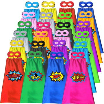 Adjoy 24 Sets Kids Superhero Capes And Masks Birthday Party Dress Up Capes Costume - Mixed Colors