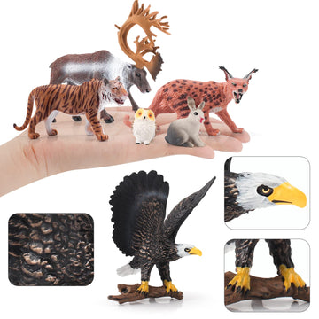 BRETOYIN Forest Animals Figures Playset 10PCS Woodland Animal Figurines Toys Set Plastic Animals Figure Tiger Figurine Wolf Figu