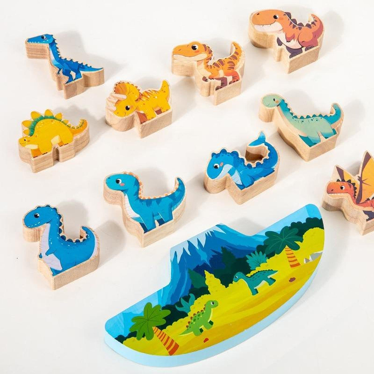 Atorse Wooden Dinosaur Stacking Toys Fine Motor Skills Sturdy Balance Game For Kids|Baby | Toys For Baby | Developmental Baby To