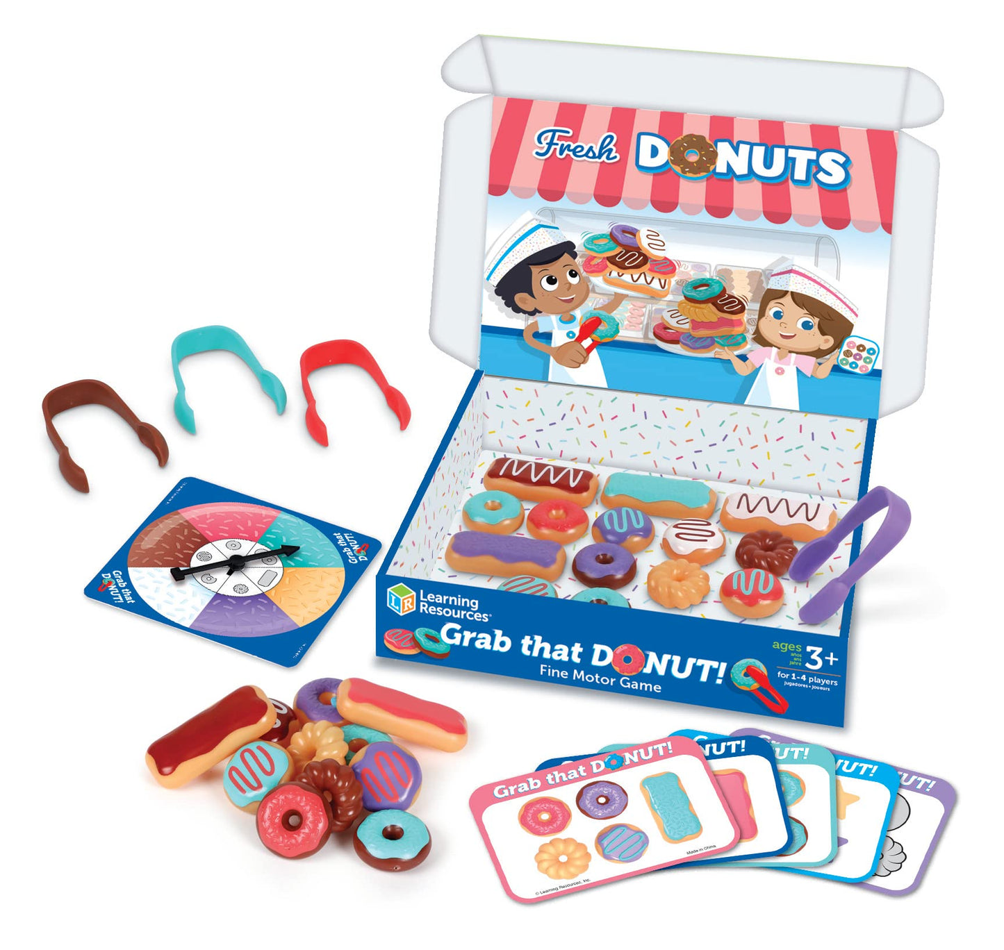Learning Resources Grab That Donut!, 39 Pieces, Ages 3+,Fine Motor Game, Toddler Learning Toys,Toddler Toys, Educational Games For Kids, Preschool Games,Donut Toys