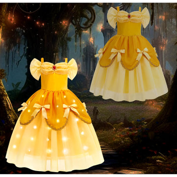 Aolliya Light Up Princess Dress For Girls Yellow Princess Lighted Dress Up For Halloween Carnival Cosplay Birthday Party