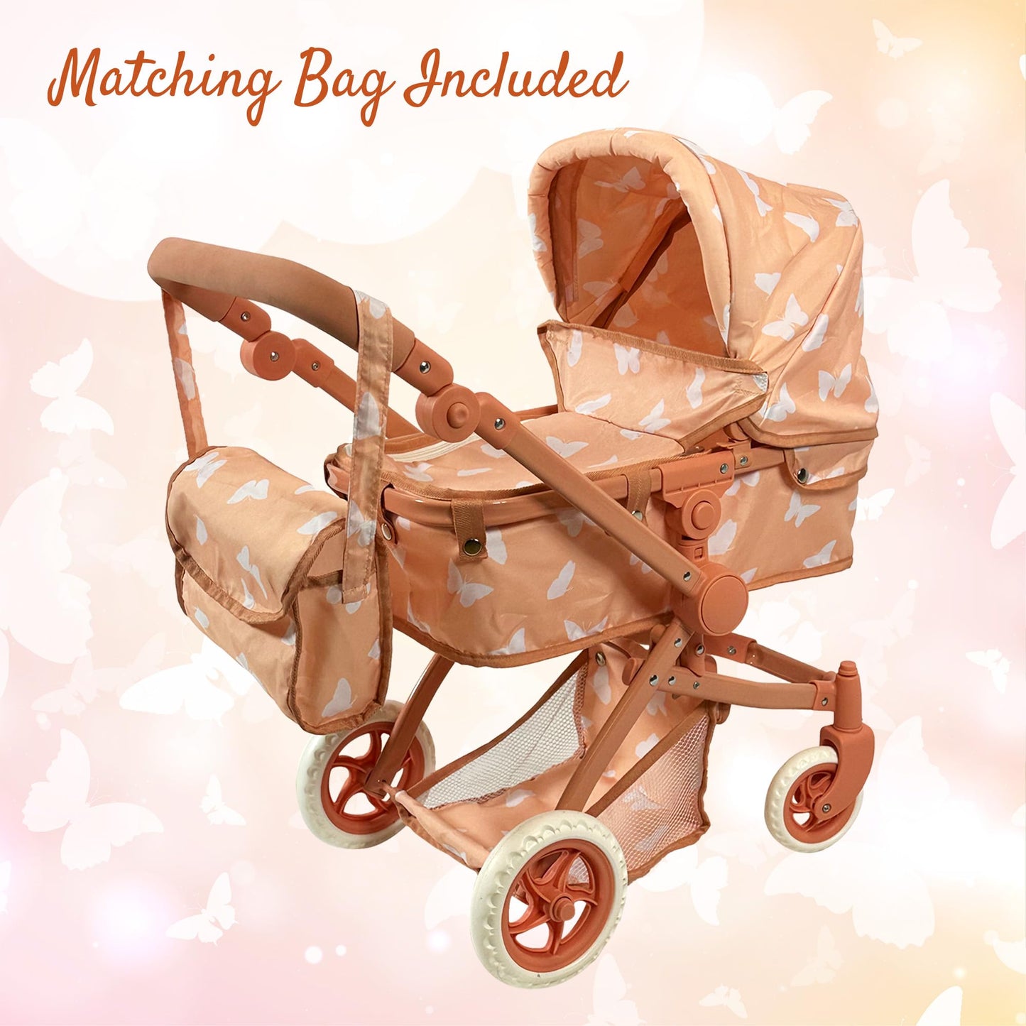 Convertible Combo Baby Doll Stroller For 3 Year Old Girls & Up | Play Toy Baby Stroller For Dolls, Folding Adjustable Bassinet C
