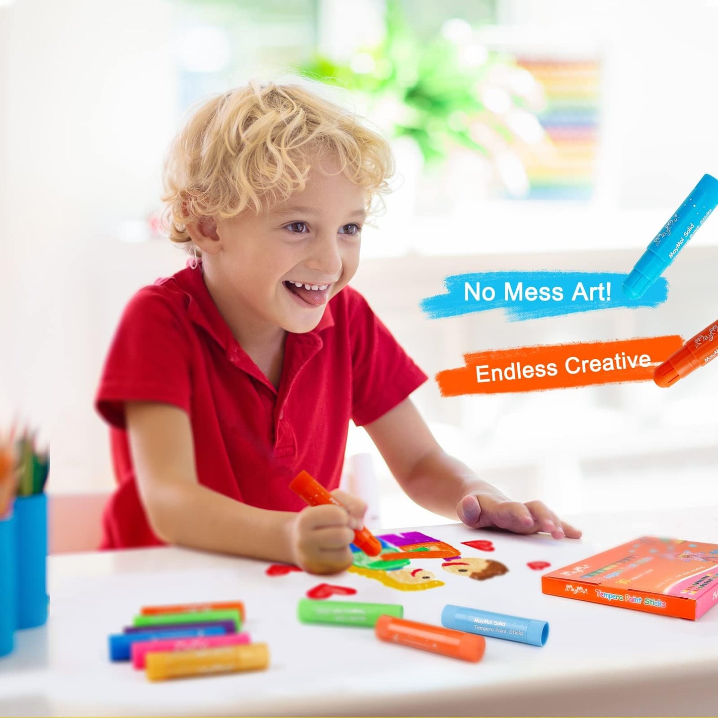 Maymoi Tempera Paint Sticks, Bright Colors Tempera Paint Sticks Quick Drying, Easy To Color And Washable Paint Crayons For Kids