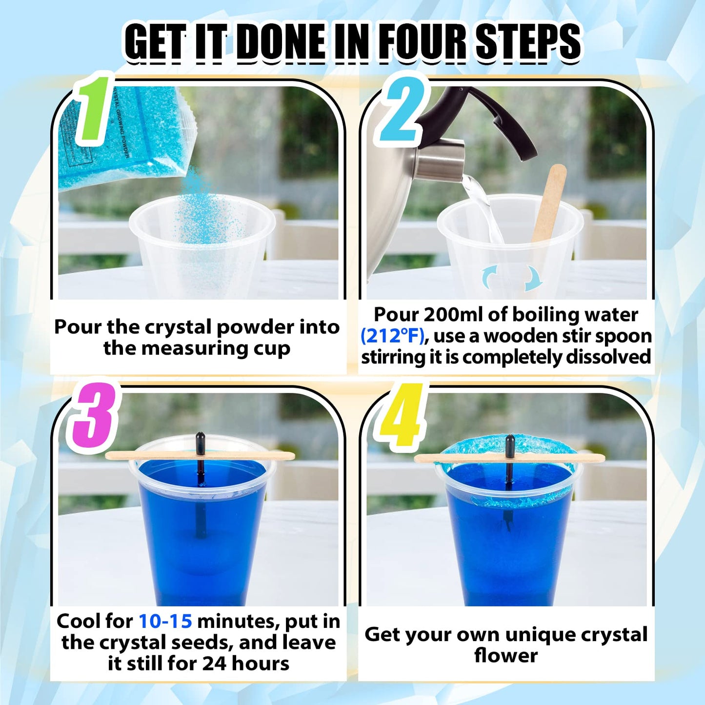 Gobidex Science Kits For Kids, Crystal Growing Kit-Crystals Grow Fast In 24 Hours, Stem Projects Learning & Education Toys Gift For Boys & Girls, Arts And Arafts For Kids Ages 6-8 8-12