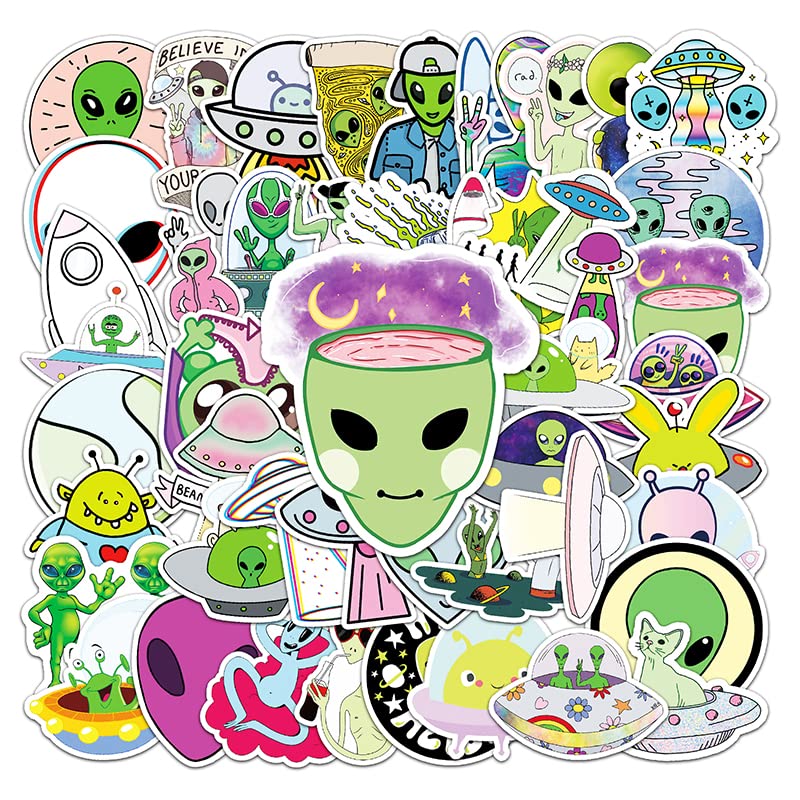 Alien Stickers, Cool Ufo Stickers For Teens,Vinyl Waterproof Stickers, Laptop Skateboard Computer Stickers For Kids, Teens, Adul