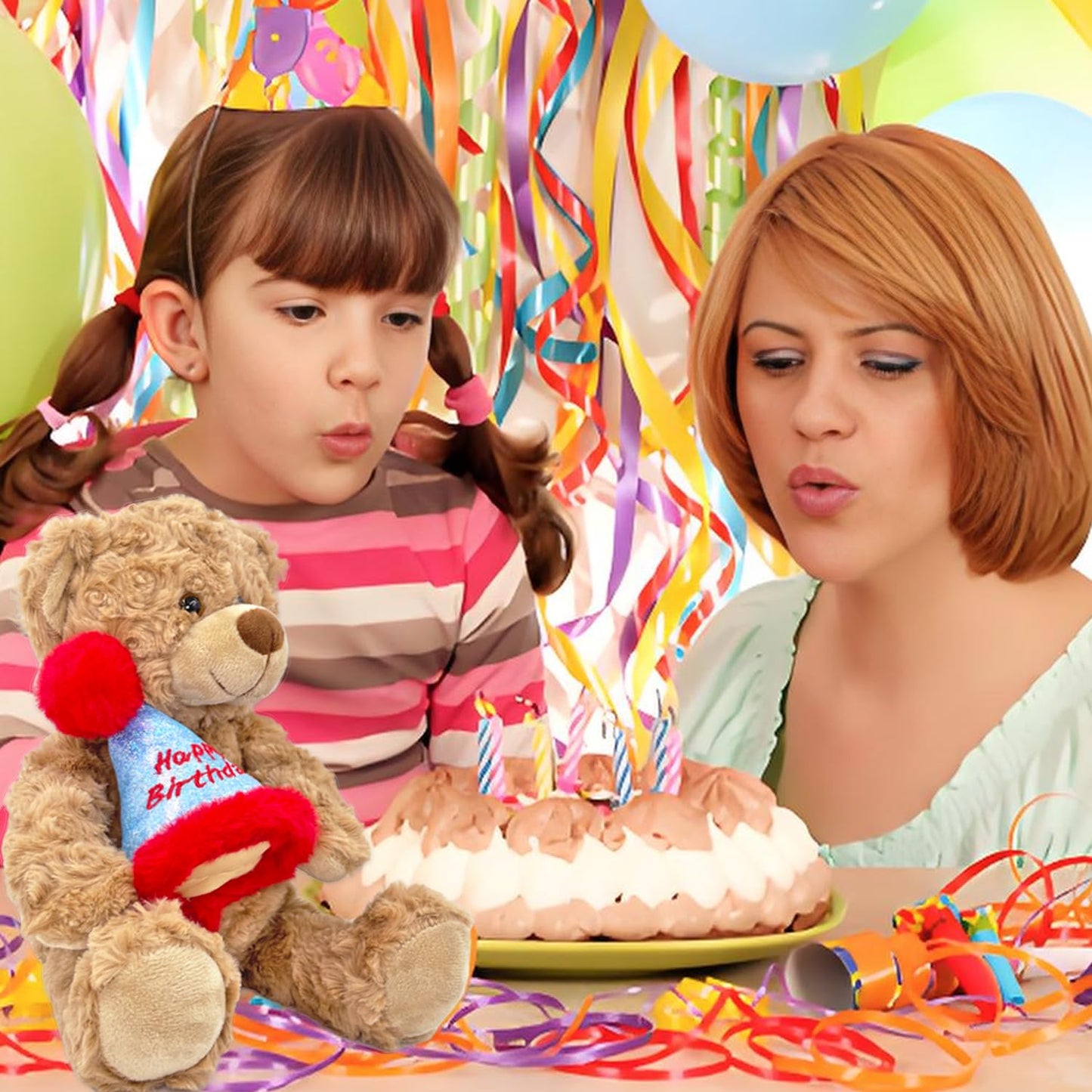 YOLINYOISH Stuffed Teddy Bear Dolls with Birthday Hat Cute Animal Plush Toy for Girlfriend Mom Happy Birthdays Gifts 12''