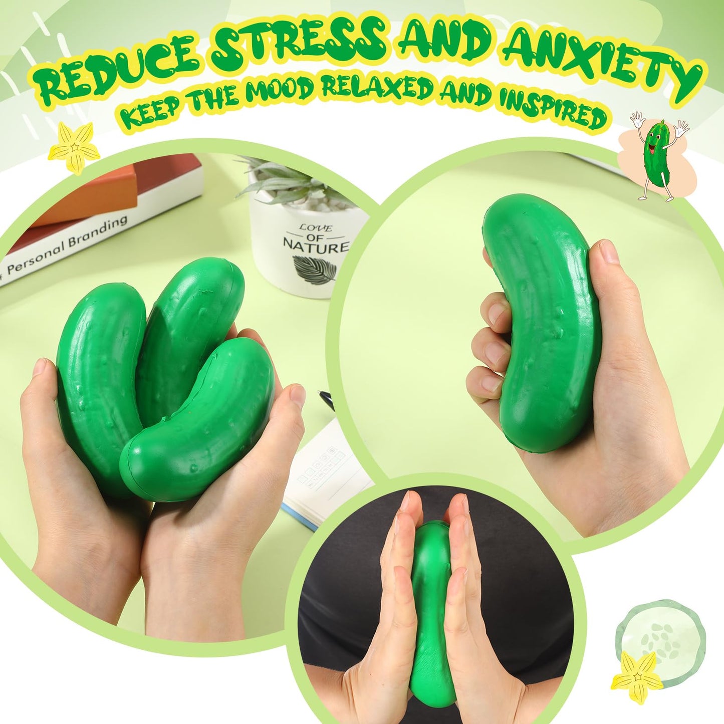 Hydren 30 Pcs Pickle Stress Balls Bulk Employee Appreciation Gifts Funny Pickle Toy 4.72'' Squeezable Balls Foam Stress Toy Reli