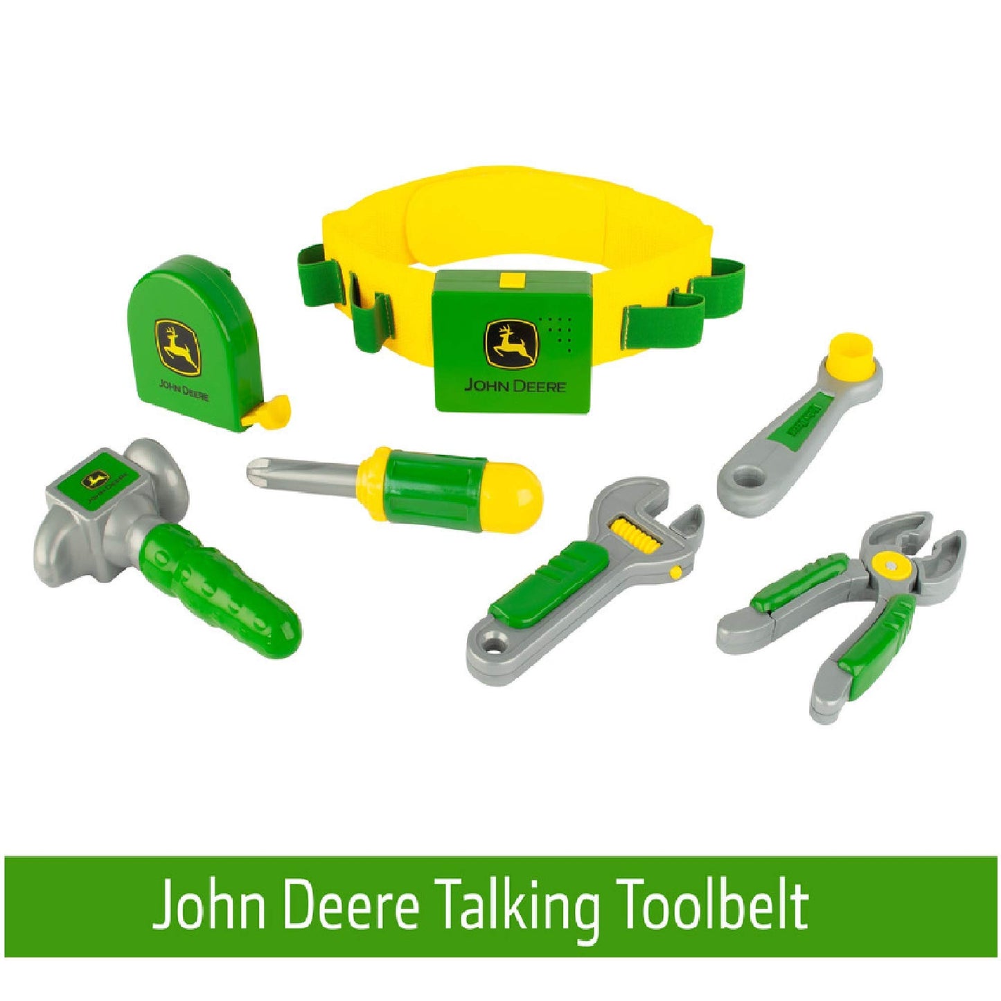 John Deere Deluxe Talking Toolbelt - 7-Piece Tool Set - Interactive Building Toys - Preschool Toys Ages 2 Years and Up - 7 Count