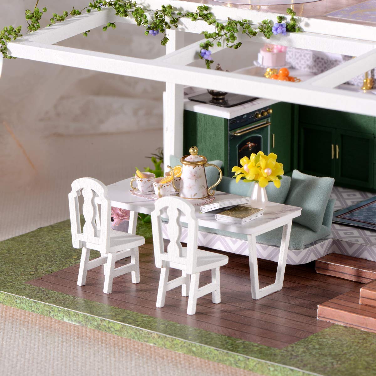 Gudoqi Diy Miniature Dollhouse Kit, Tiny House Kit With Music, Miniature House Kit 1:24 Scale Monet Garden, Great Handmade Crafts Gift For Birthday Christmas Day