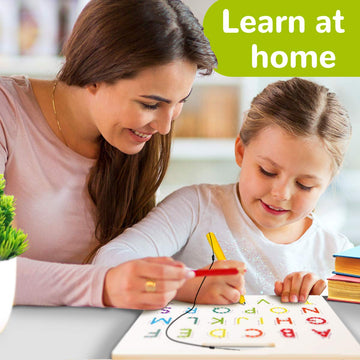 Cozybomb Double Sided Magnetic Letter Board - 2 In 1 Alphabet Magnets Tracing Board For Toddlers Abc Letters Uppercase & Lowerca