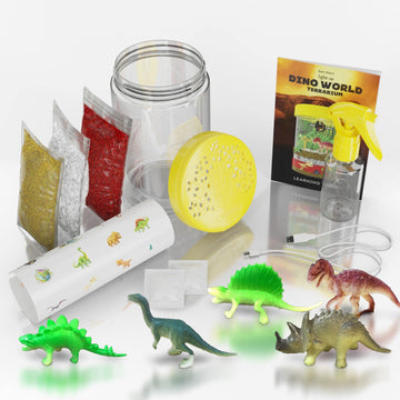 Dino World Terrarium Kit For Kids - Led Light In Lid Dinosaur Easter Toys For Boys &, Girls Age 3, 4, 5, 6, 7, 8+ Year Old Boy G