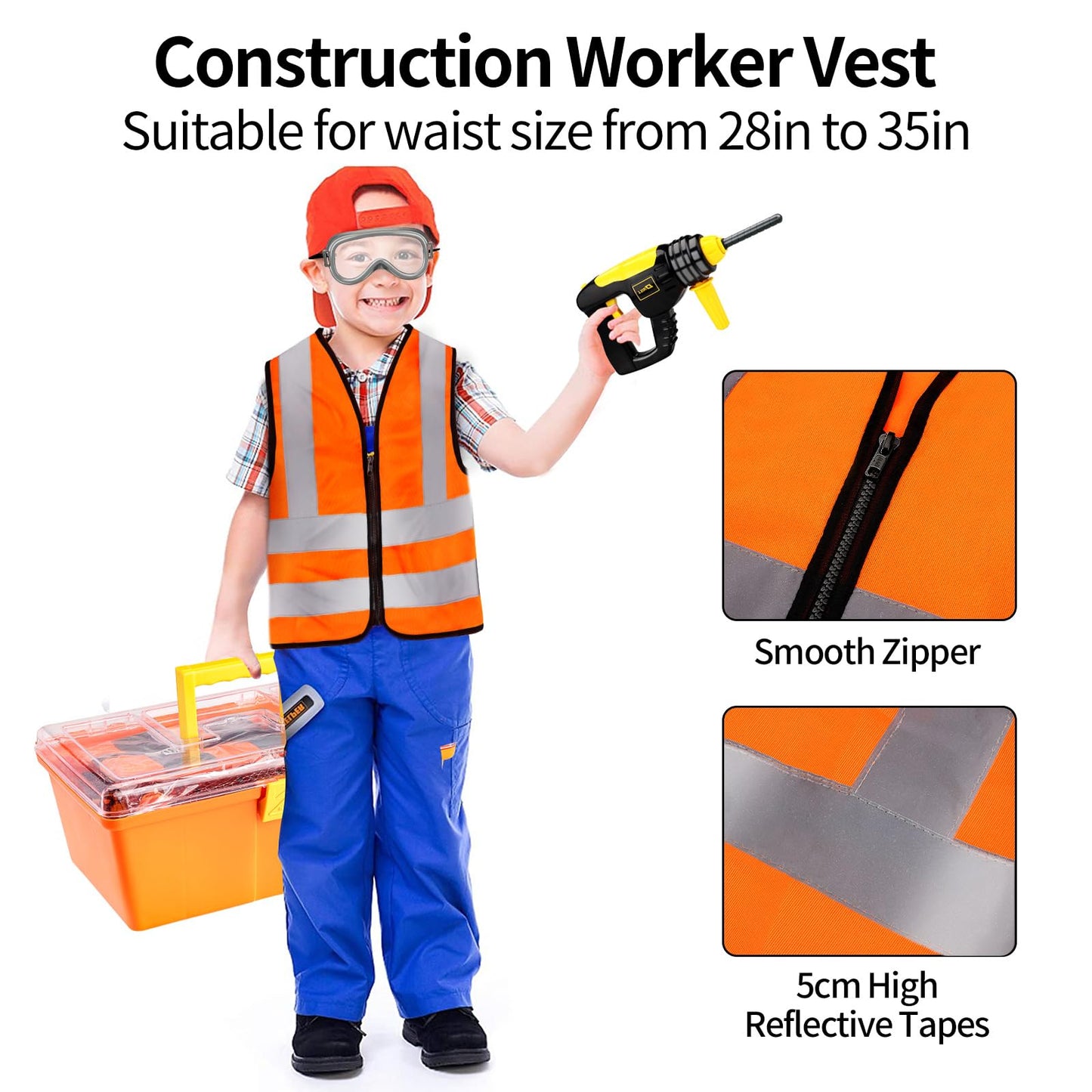 Deejoy Kids Tool Set with Electric Saw & Electronic Toy Drill, 54Pcs Pretend Play Kids Construction Set for Toddler 3-5 Years Ol