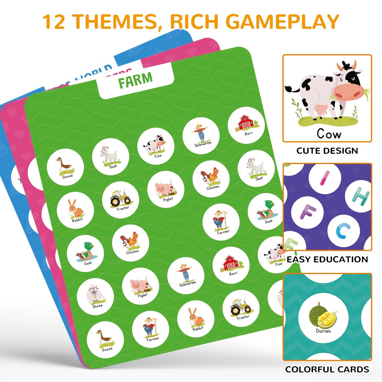 Matching Memory Game For Kids Age 3 4 5 6 7 8 Year Old, Travel Toy For Boys Girls, Wooden Board Game, Road Trip Essentials For Toddler, Airplane/ Car/ Camping Activity, Ideal Christmas, Birthday Gifts