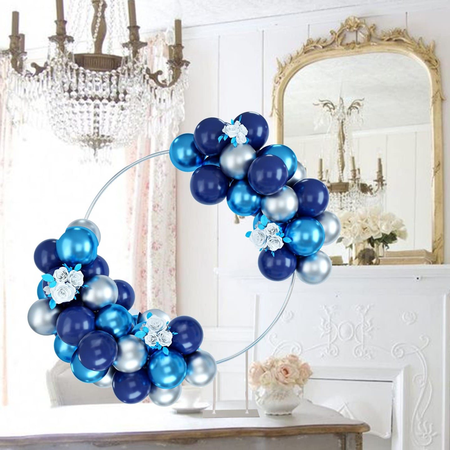 FEYG Navy Blue Silver Latex Balloons - 50PCS Party Decorations for Birthdays, Baby Showers, Engagements