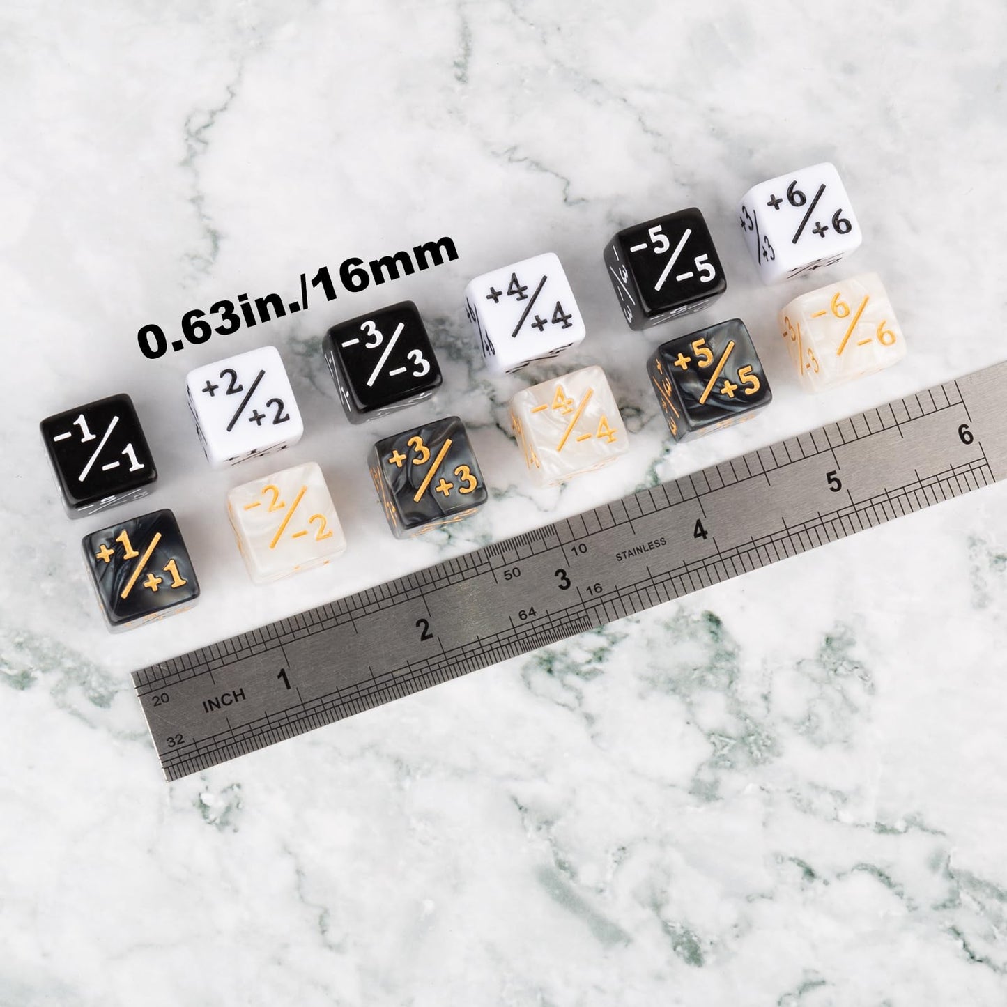 48 Pieces Magic The Gathering Dice Counters Mtg Counter Dice Sets Tokens Accessories Buff D6 Dice Compatible With Mtg, Ccg, Cards Game, (Black & White)