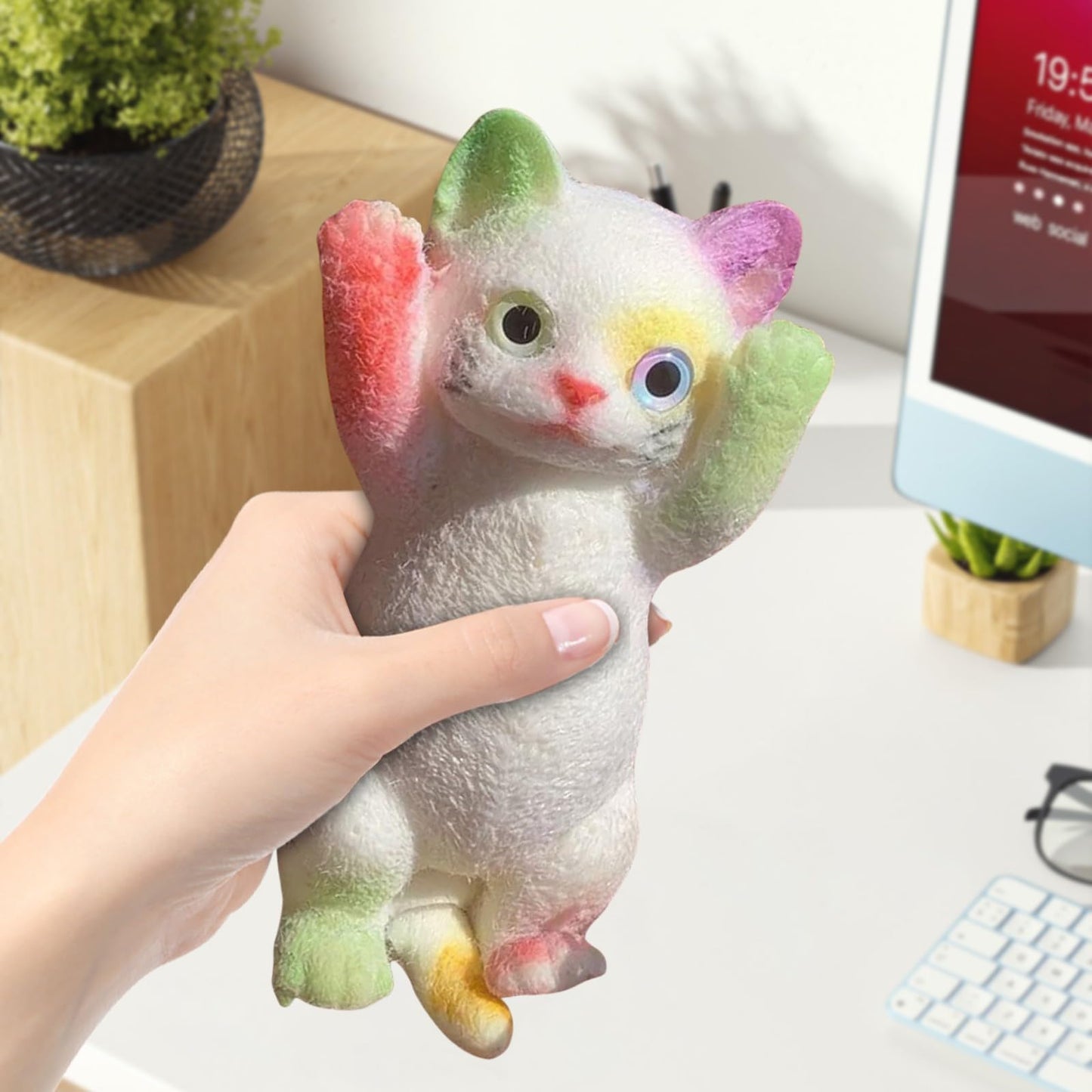 Cat Sticky Squishy Toys,Cute Cat Squishies Squeeze Soft Cat Squishies Relax Sensory,Squeeze Toy Gifts For Christmas Birthday Hol