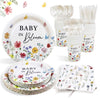 Lopeastar 175Pcs Spring Baby In Bloom Baby Shower Decorations Plates Set, Wildflower Floral Baby Shower Paper Plates Napkins Cup