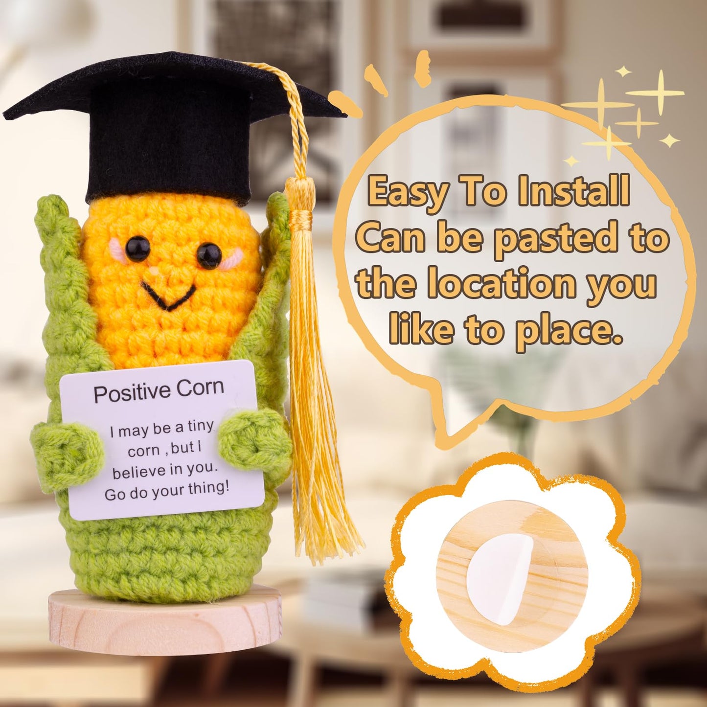 Cofubcad 2025 Graduation Gift Emotional Support Cucumber Graduation Cap Gift, Cute Knitted Crochet Cucumber Doll With Doctoral Hat Toy With Room Decoration(A8)