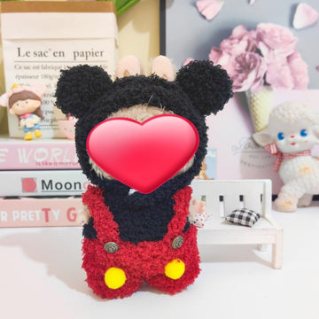 17Cm Doll Clothes For Doll, Outfits Costumes Compatible With Dolls Keychain Accessories (Black & Red Qiqi)