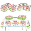 41Pcs Pink Farm Party Supplies,Include 20 Plates, 20 Napkin And 1Pcs Tablecloth,Used For La Granja De Zenon Birthday Party Decor