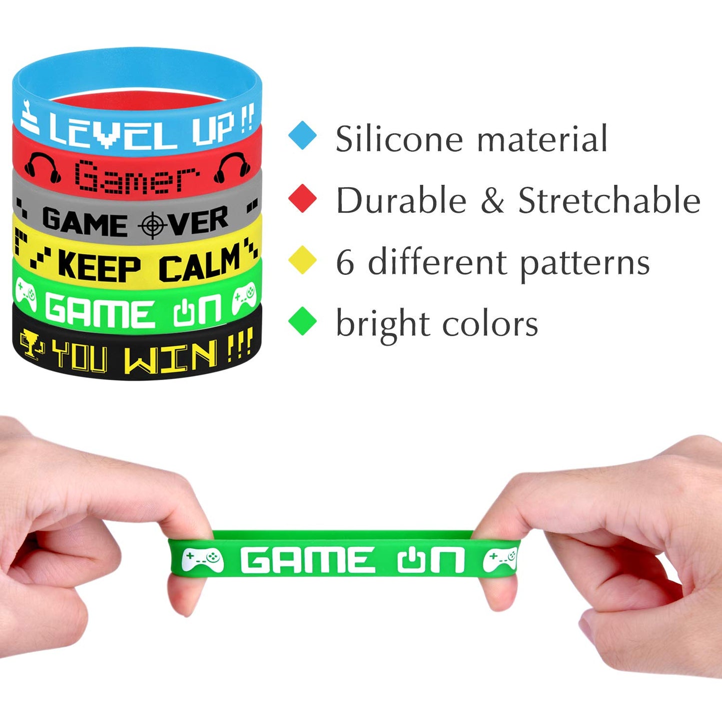 TUPARKA 36 Pcs Video Game Silicone Wristbands Game Party Supplies for Birthday Party Baby Shower Party Favors, 6 Styles