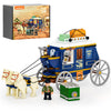 Lumibricks Western Treasure Stagecoach Lighting Building-Bricks Set - Old West Carriage and Horse 307 Pcs Collection Display Set for West Lovers