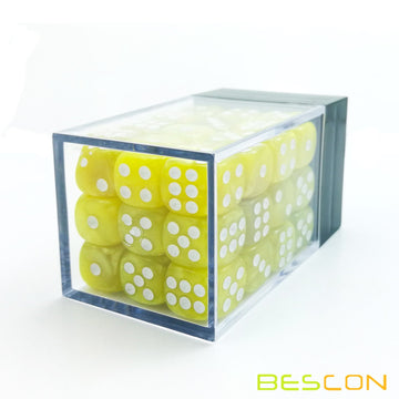 Bescon 12Mm 6 Sided Dice 36 In Brick Box, 12Mm Six Sided Die (36) Block Of Dice, Marble Yellow
