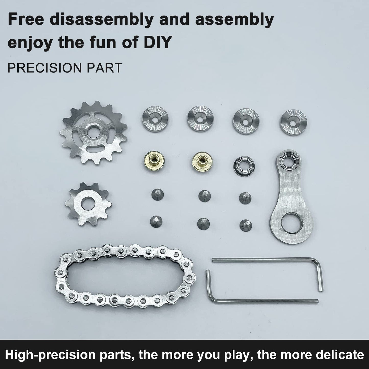 Bike Chain Gear Fidget Spinner Metal Sprocket Chain Fidget Toy Stress Anxiety Relief Fidget Toy Focus Finger Spinning Toy Stainless Steel Mechanics W/Smooth Bearings EDC Novelty Toy