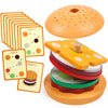 Kizh Wooden Burger Sorting Stacking Toy For Toddlers - Preschool Montessori Educational Fine Motor Toys For Kids Boys Girls