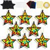 QOUBAI 32 Sets Christmas Stars Suncatchers Craft Back to School DIY Stained Glass Window Patriotic 4th of July Paper Craft Home