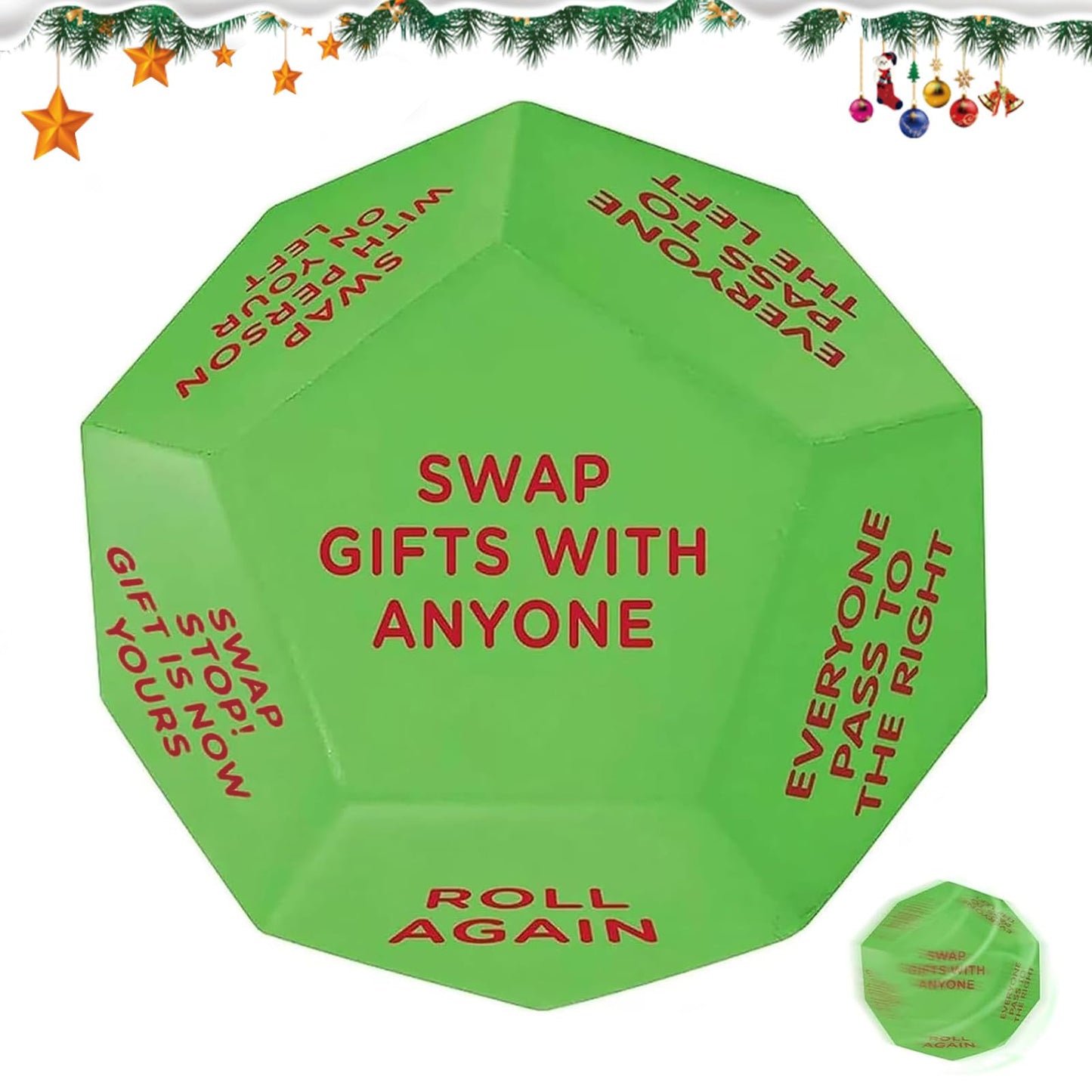 Santa Swap Gift Exchange Dice, 3 * 3in Exchange Gifts Dice Family Game, Christmas Party Gift Exchange Dice Game for Boys and Gir