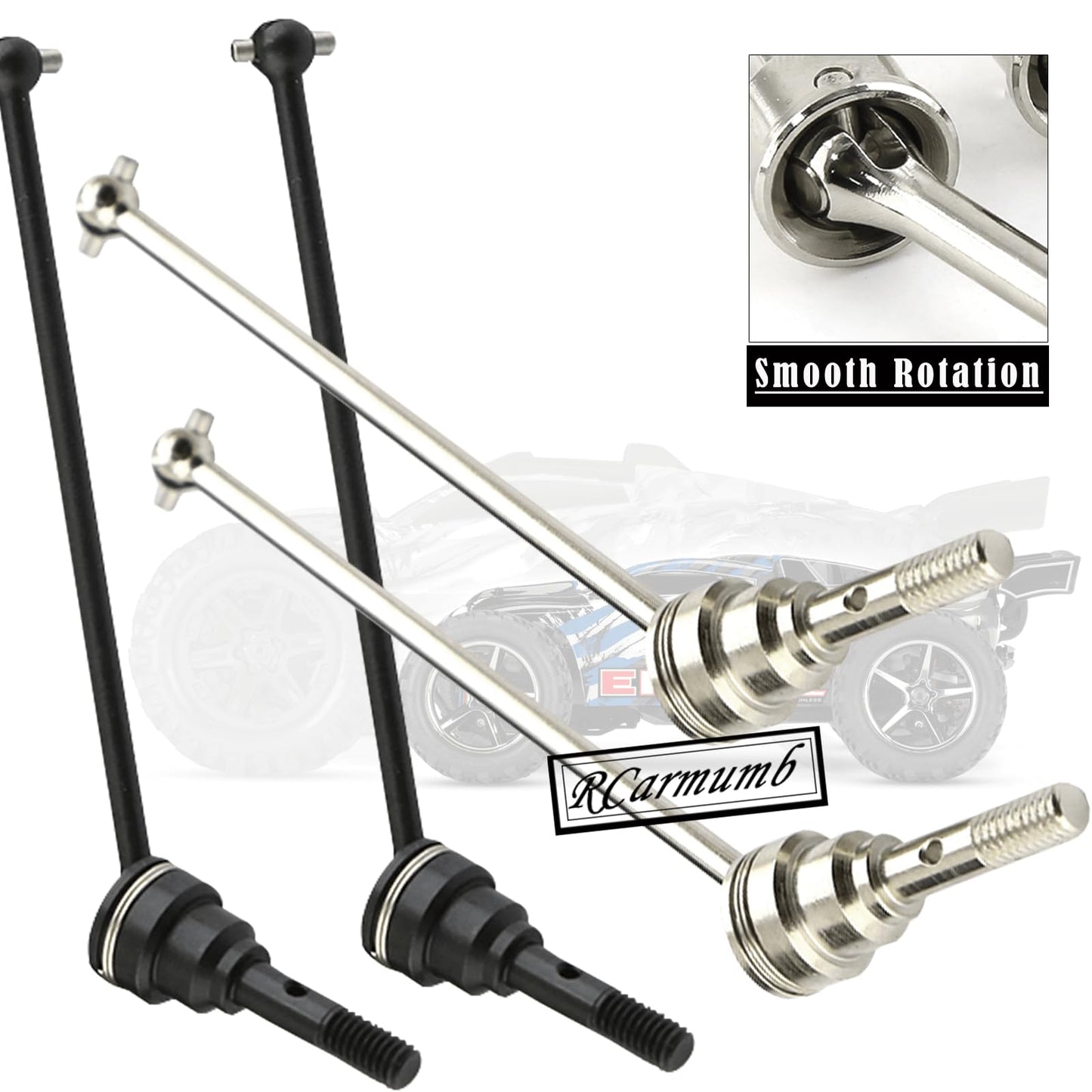 Rcarmumb Drive Shaft CVD Upgrades Part for 1/16 e-revo #7151X, 4pcs Front Rear Harden Steel #45 Upgrades Parts Hop-up,Silver