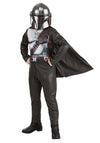 Star Wars The Mandalorian Official Youth Halloween Costume - Printed Jumpsuit with Plastic Mask (L) Brown