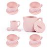 ForeverElla 12Pcs Silicone Tea Party Set for Little Girls - Pretend Play Eco-Friendly, BPA Free Kids Tea Set - Dishwasher Safe T