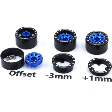 Hobbysoul Adjustable Offset 1.0 Beadlock Wheels Silver Black, Heavy 1.0 Rc Wheels 21G/Rim For 1/18 Traxxas Trx4M Axial Scx24 900