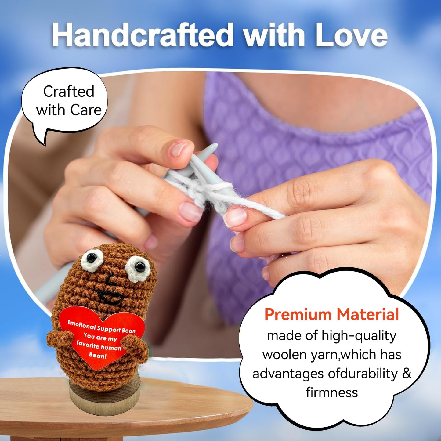 Aabxx Mini Funny Positive Potato, 3 Inch Knitted Doll With Positive Card For Cheer Up Gifts And Party Decorations, Cute Positive