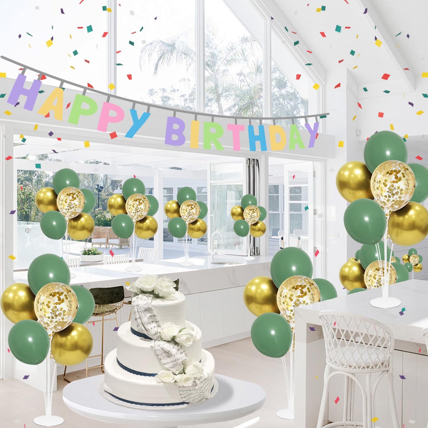 Zjdhpty Sage Green Balloon Stand Centerpiece Table Decorations For Birthday Baby Shower Woodland Party Decorations(Sage Green Se