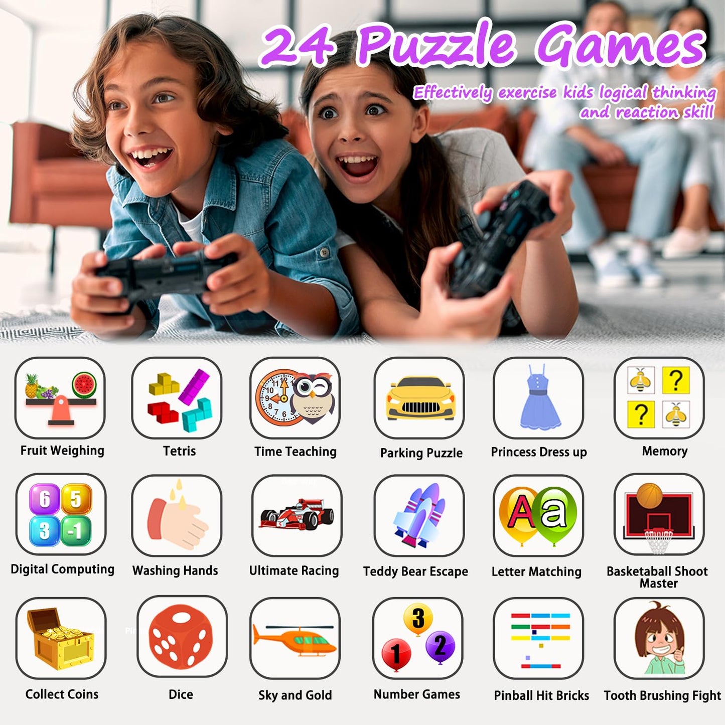 Wiszodet Smart Watch For Kids Toys For Girls Ages 4-12 Years Old, Kids Smart Watch Girls Toys With 24 Puzzle Games Hd Touch Scre