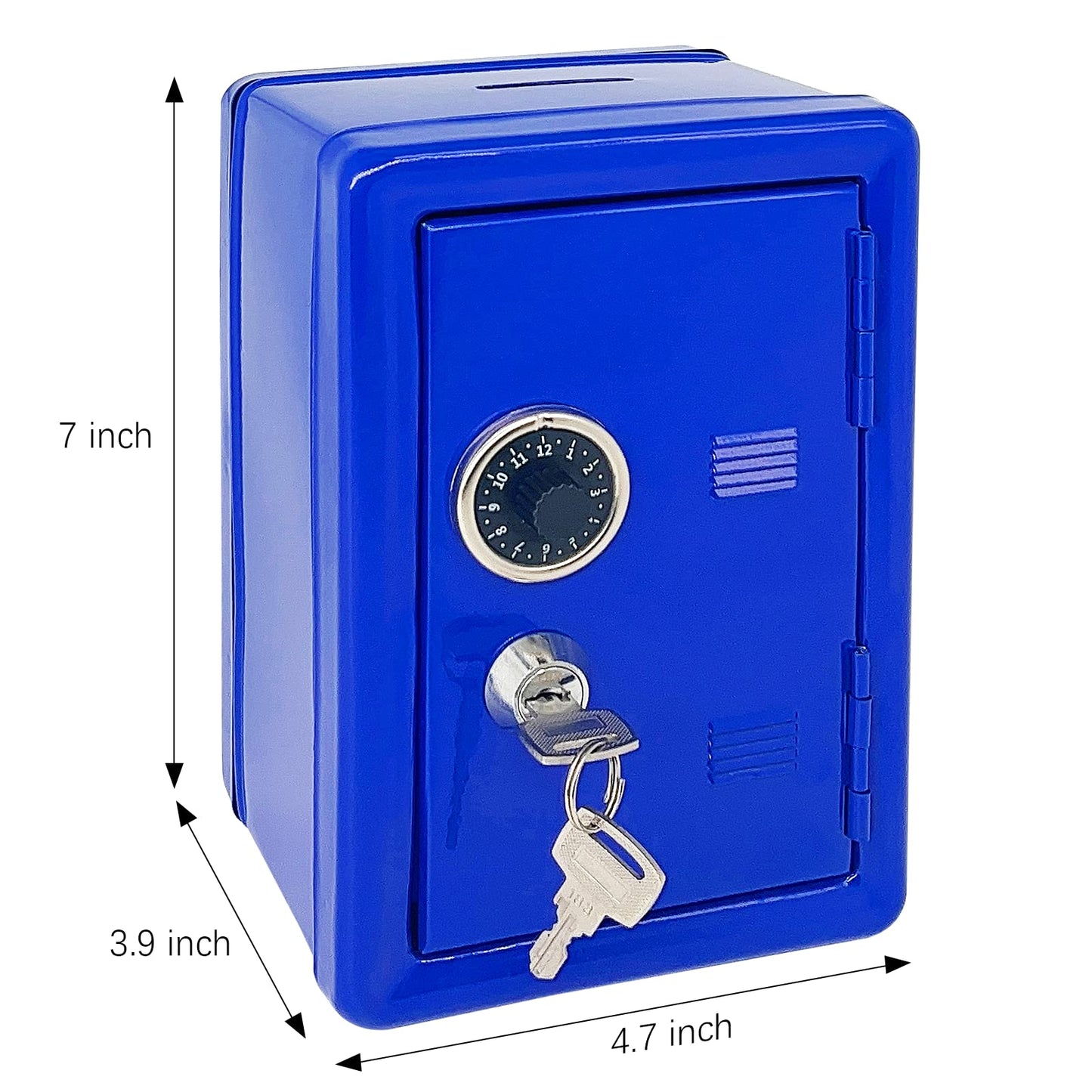 Kids' Safe Piggy Bank, Metal Safe With Key, Money Saving Box For Children, Boys Girls Best Giftoney Banks (Blue, One Size)