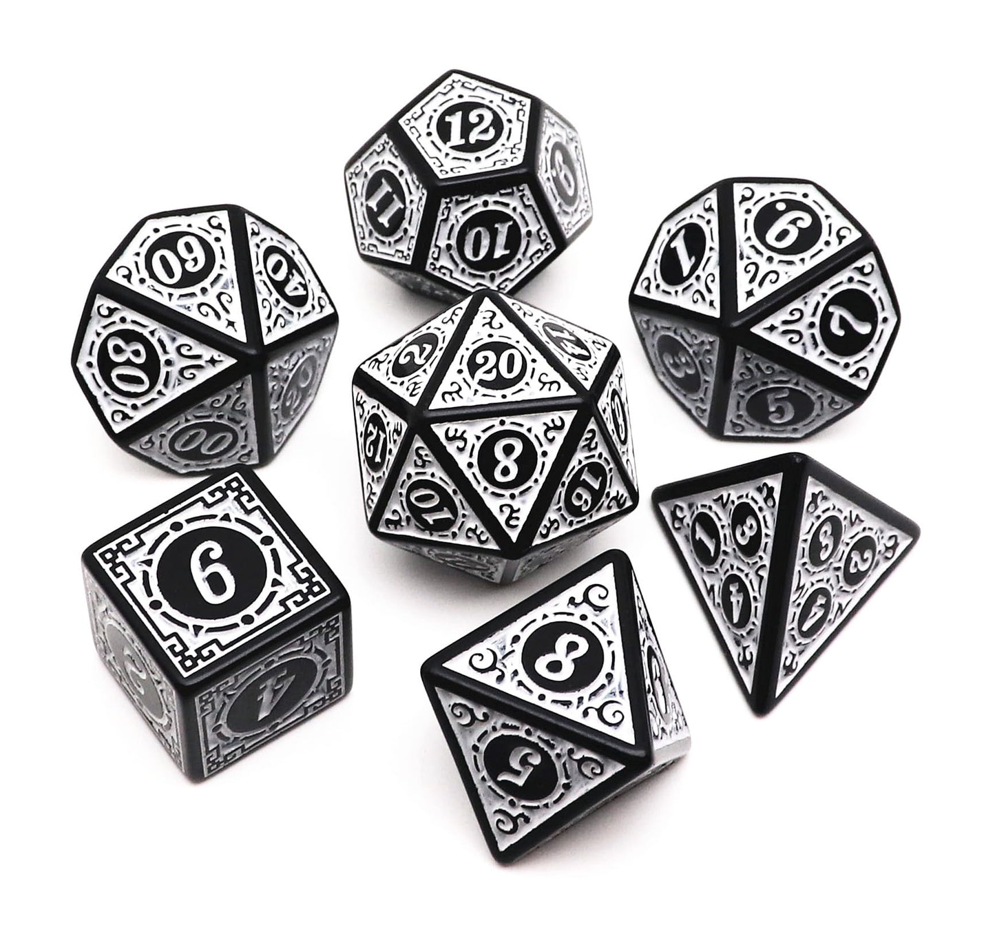 CREEBUY Polyhedral DND Dice Set, 5 Pack Dice Sets Fit for Dungeons and Dragons D&D RPG Games 7-Die Polyhedral Dice with Vintage