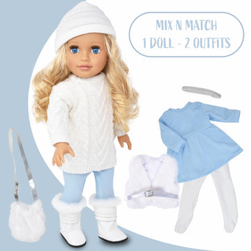 Gift Boutique - 18 Inch Girl Doll With Clothes Set In Gift Box, Fashion Doll With Beautiful Long Blond Hair Blue Eyes With 2 Outfits, Boots And Accessories Princess Doll For Girls And Kids