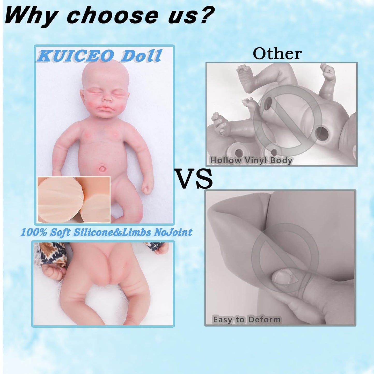Kuiceo Reborn Baby Dolls That Lifelike -12 Inch Full Body Silicone Sleeping Baby Boy Handmade Face Realistic Body Details For Ch