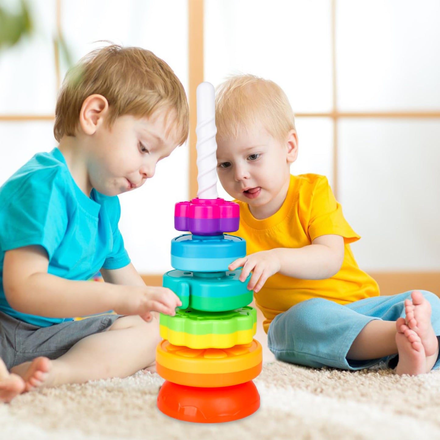 Byfwh Spinning Stacking Toys For Babies 12+ Month Ring Stacker Stacking Toys For Toddlers 1-3 Montessori Toys,Educational Learni