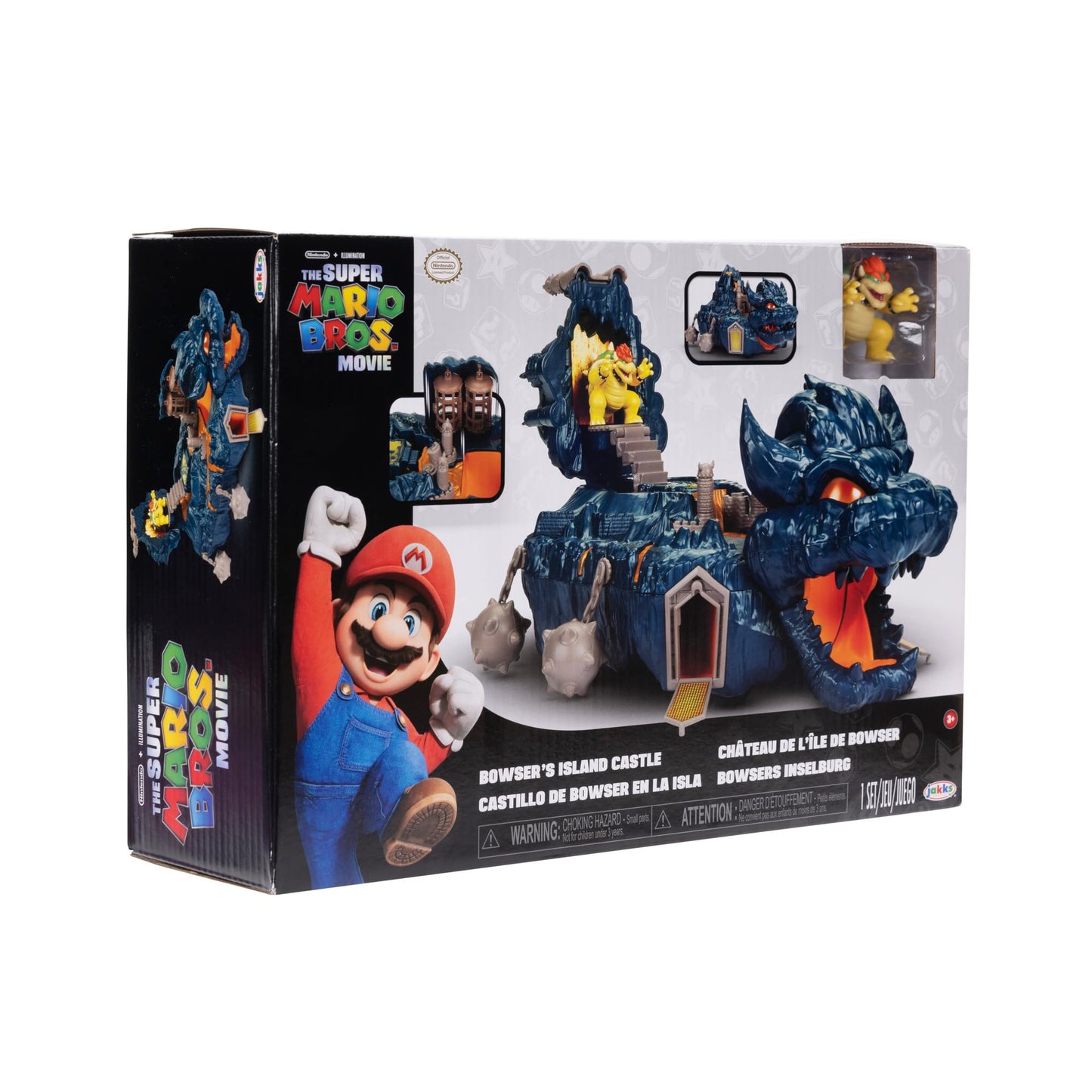 JAKKS Pacific Super Mario Bowser Island Castle Playset with 2.5” Bowser Figure - Plastic, Model 418044