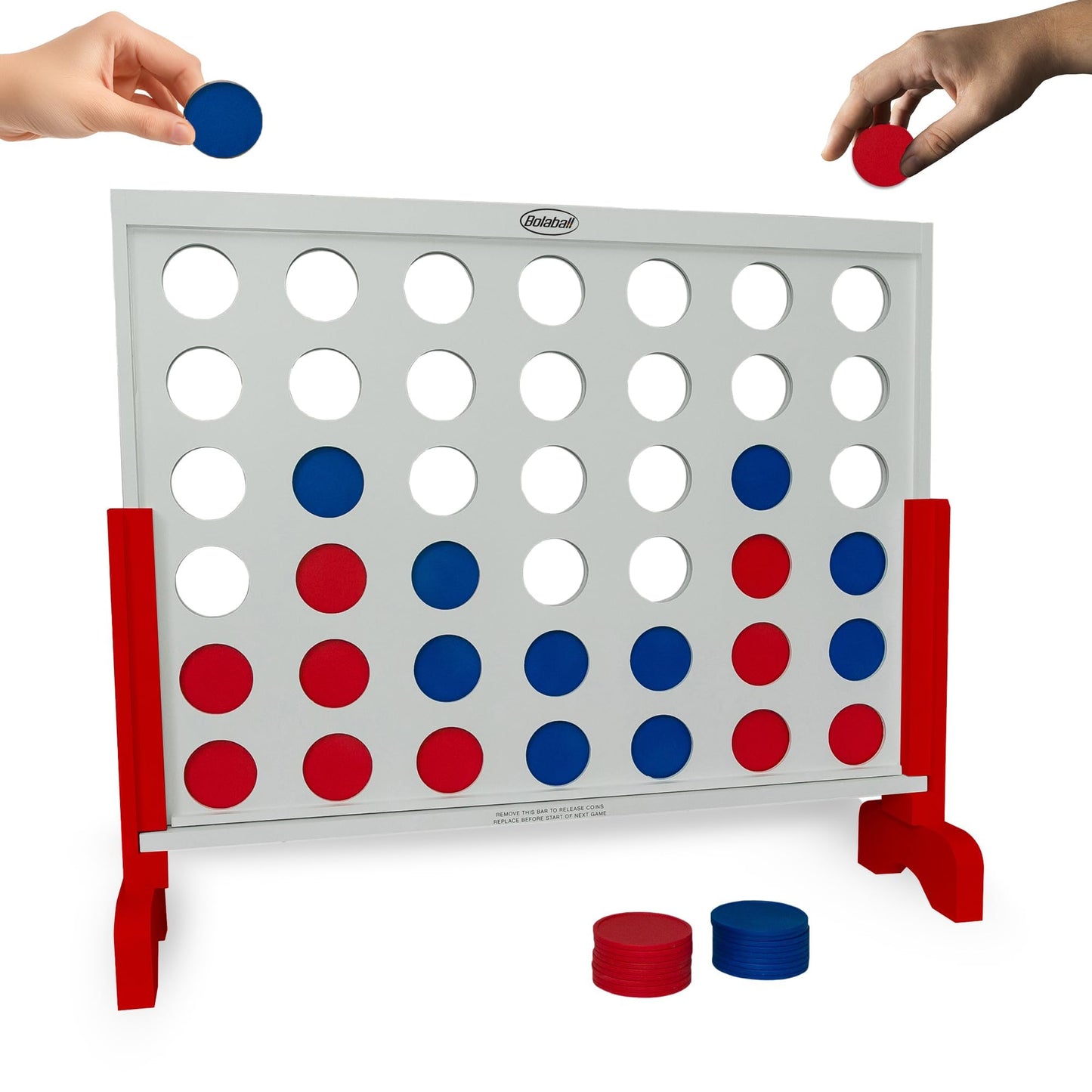 Bolaball Giant Wooden 4-In-A-Row Game - 4Ft Jumbo Connect Game For Kids & Adults, Indoor & Outdoor Fun, Durable Design For Famil