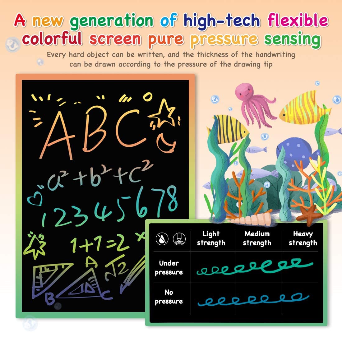 Orsen Lcd Writing Tablet 10 Inch, Colorful Doodle Board Drawing Tablet, Erasable Reusable Writing Pad, Educational For 3-6 Year