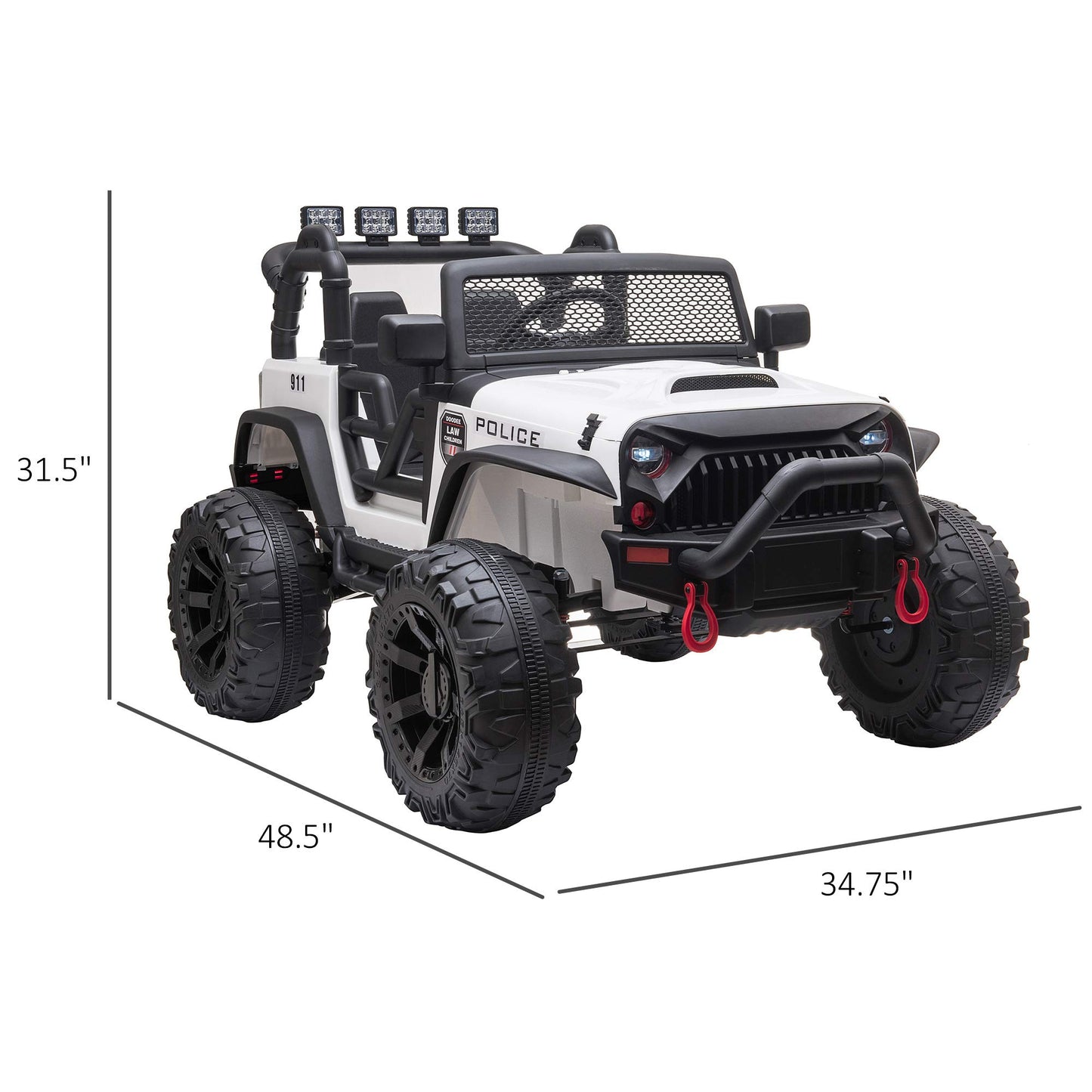 Aosom Ride On Truck For Toddlers, 12V Battery-Powered Electric Car For Kids With Wide Seat, Remote Control, Music, White