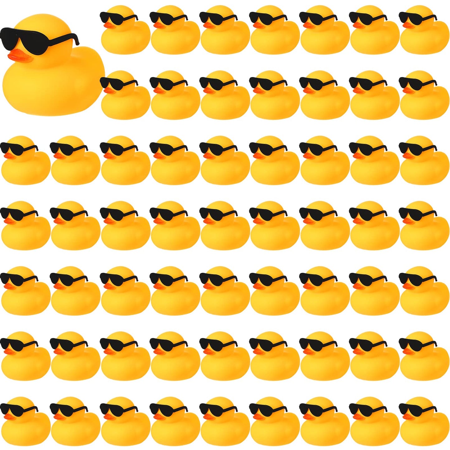 Chivao 60 Pcs Mini Rubber Duck In Bulk With 60 Sunglasses, Small Yellow Rubber Duck Gifts Bath Float Bathtub Toys Tiny Ducks For Holiday Cruise Baby Shower Decoration Birthday Party Favors Supplies
